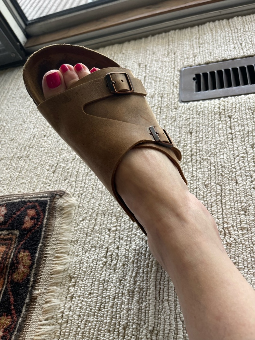 Birkenstock Brown Adjustable Double-Buckle Slide Sandals